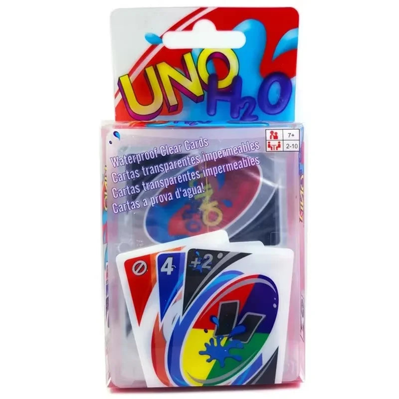 Neues UNO H2O Kartenspiel, transparent, wasserdicht, druckfest, PVC-Kunststoff, transparent, Kinderspielzeug, Spielkarten, Brettspiele, Geburtstagsgeschenke